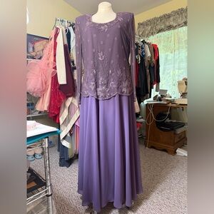 Scala Lavender Embellished beaded formal Dress. S:1X, 100% Polyester,Pol. Lining